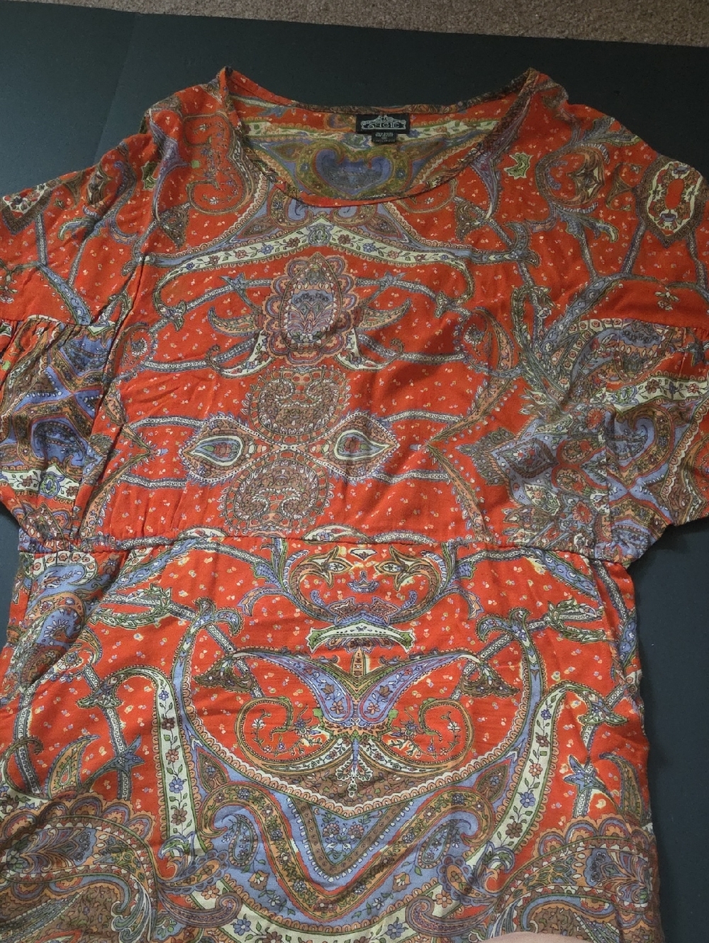 Orange Paisley Boho Tunic Dress